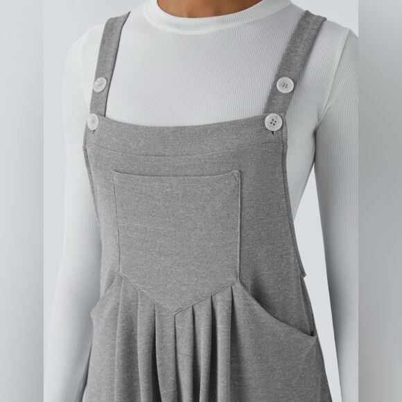 Halara Adjustable Strap Multiple Pockets Casual Overalls L Gray NWT IN PKG - Picture 3 of 9